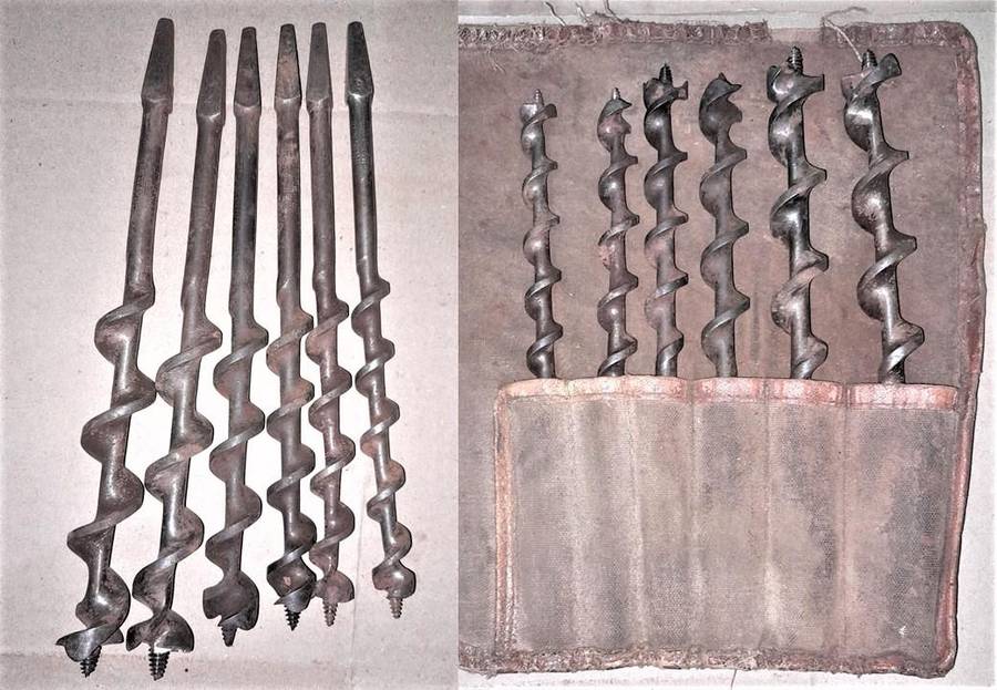 6 Irwin auger bits - sizes 9. 10. 11. 12. 14, 15 + case- as per pictures