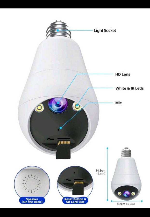 3MP Wireless Security Light Bulb Camera