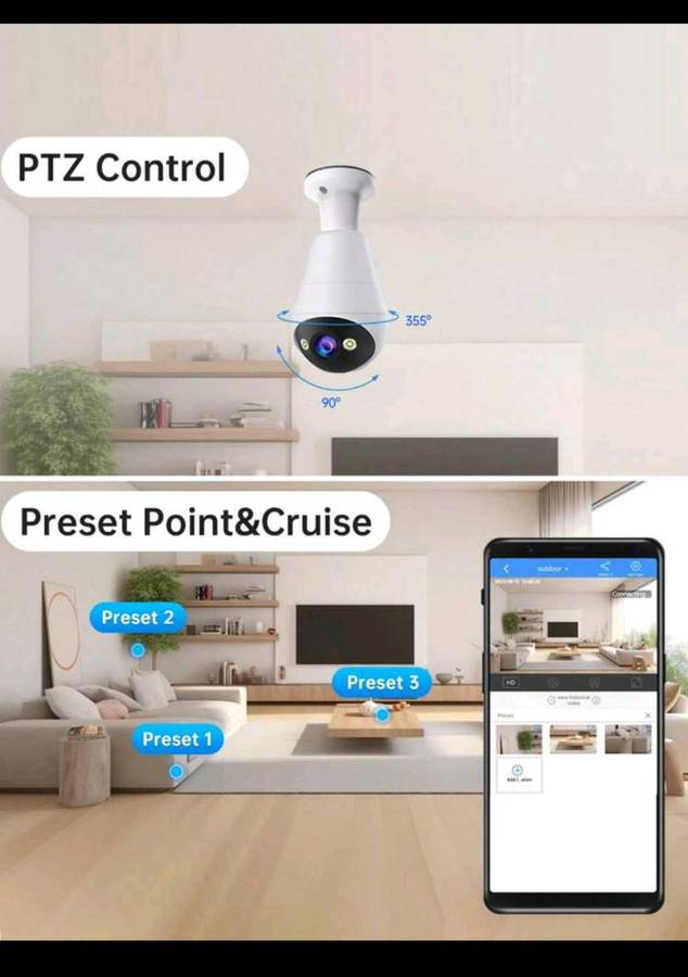 3MP Wireless Security Light Bulb Camera