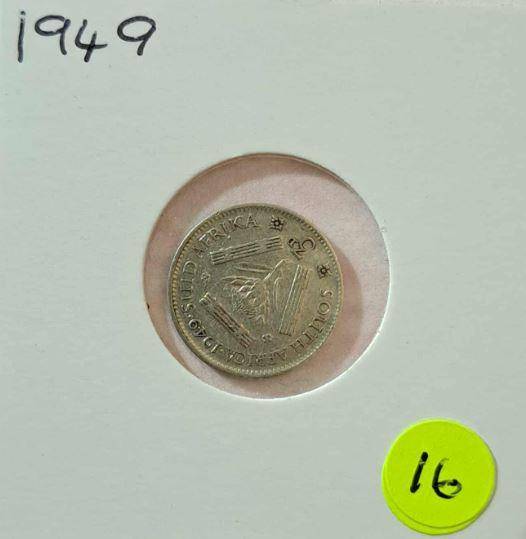 *** 1949 - SA UNION 3 PENCE IN MYLAR #16 ***