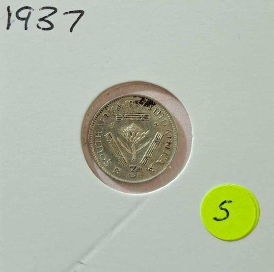 1937 SA Union 3 Pence in Mylar #5