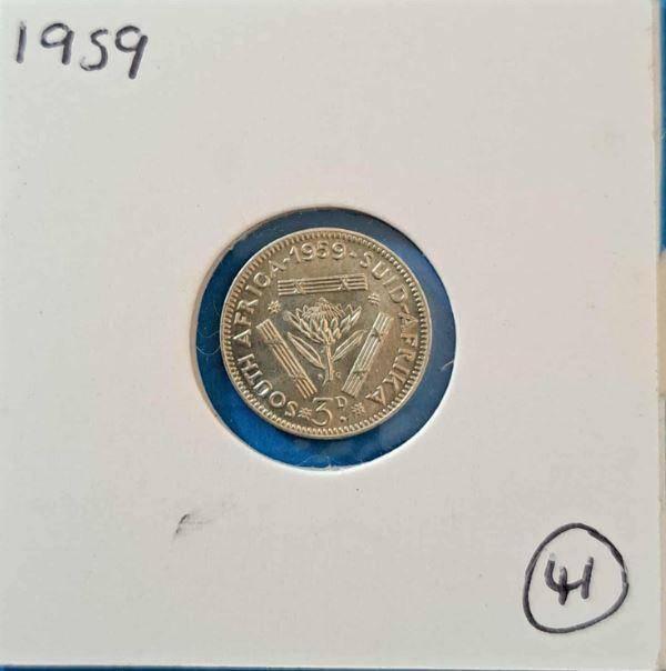 1959 South Africa Union 3 Pence in Mylar #41