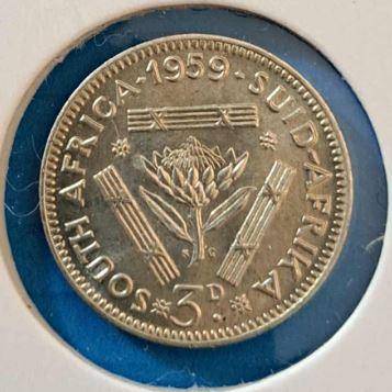 1959 South Africa Union 3 Pence in Mylar #41