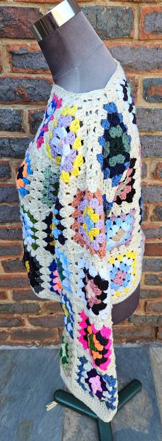 New handmade crochet super warm boho granny square jersey