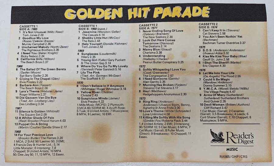 ~~~R1 START~~~Cassette: 1965-1985 Golden Hit Parade Box Set as Pictured
