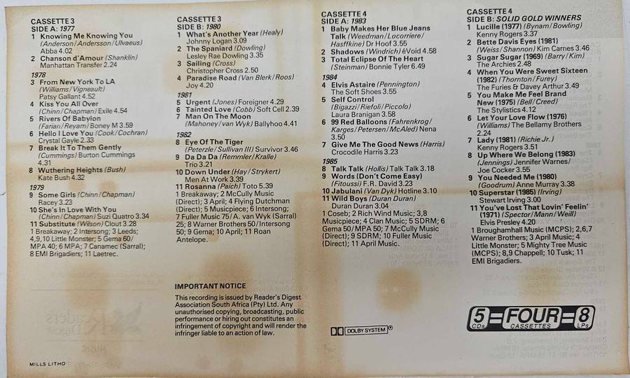 ~~~R1 START~~~Cassette: 1965-1985 Golden Hit Parade Box Set as Pictured