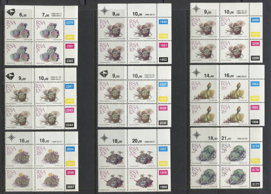 RSA - 51 Control Blocks of 4 + 4 Coil Strips of 5 - 1988/93 - MNH
