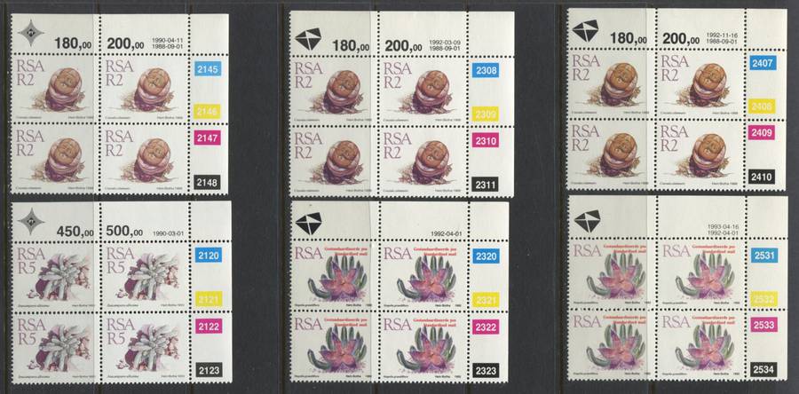 RSA - 51 Control Blocks of 4 + 4 Coil Strips of 5 - 1988/93 - MNH