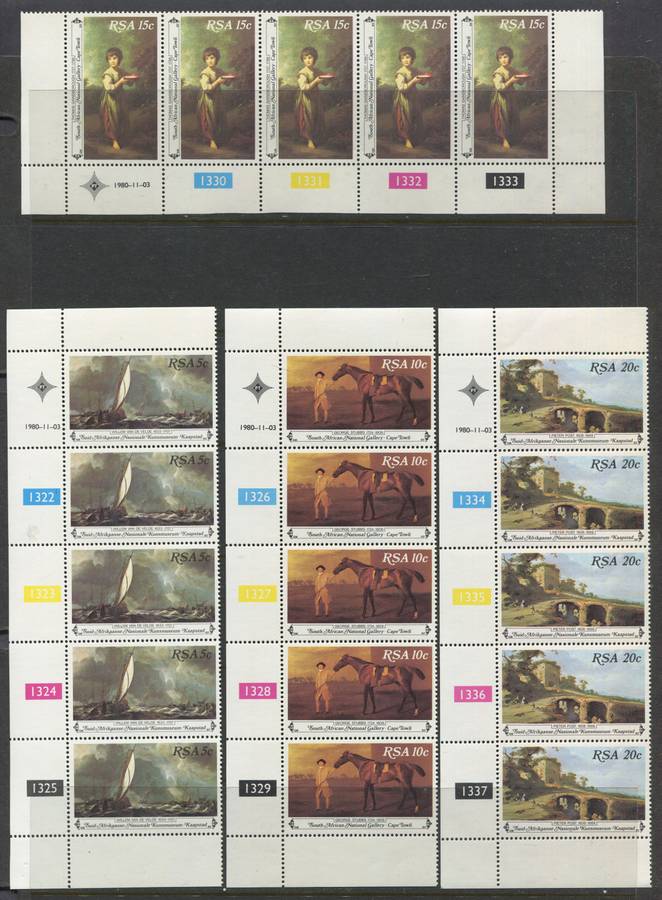 RSA - Set Of 4 Control Strips Of 5 - 1980 - MNH