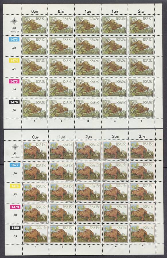 RSA - Set of 4 Full Sheets of 10 - 1982 - MNH