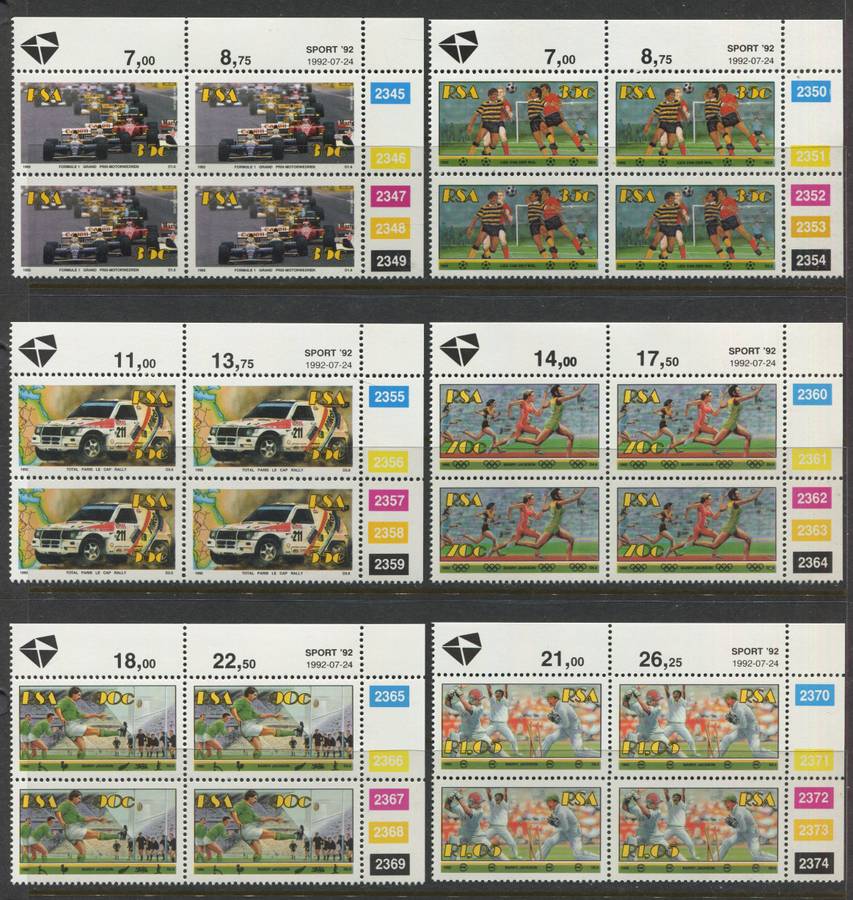 RSA - Set Of 6 Control Blocks Of 4 - 1992 - MNH