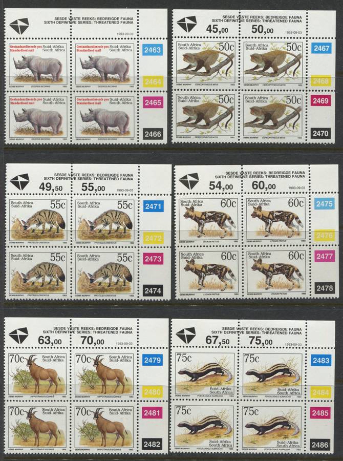 RSA - Set Of 18 Original Printing Control Blocks Of 4 - 1993 - MNH