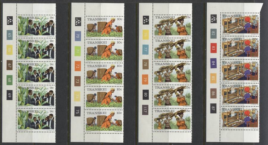 Transkei - Set Of 17 Original Printing Control Strips Of 5 - 1976 - MNH