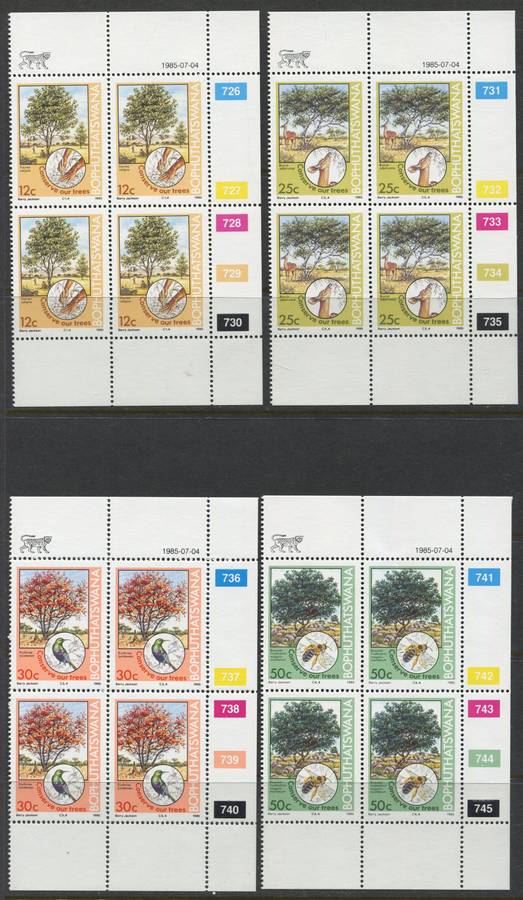 Bophuthatswana - Set Of 4 Control Blocks Of 4 - 1985 - MNH