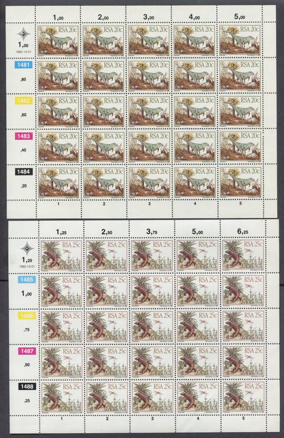 RSA - Set of 4 Full Sheets of 10 - 1982 - MNH