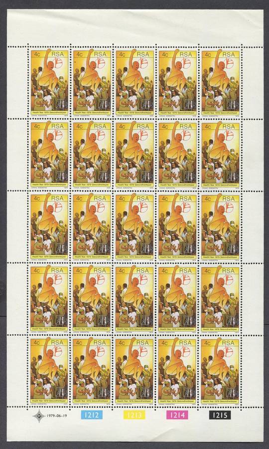 RSA - Sheet of 25 - 1979 - MNH - Extra Perforation Holes in Top and Bottom Margin