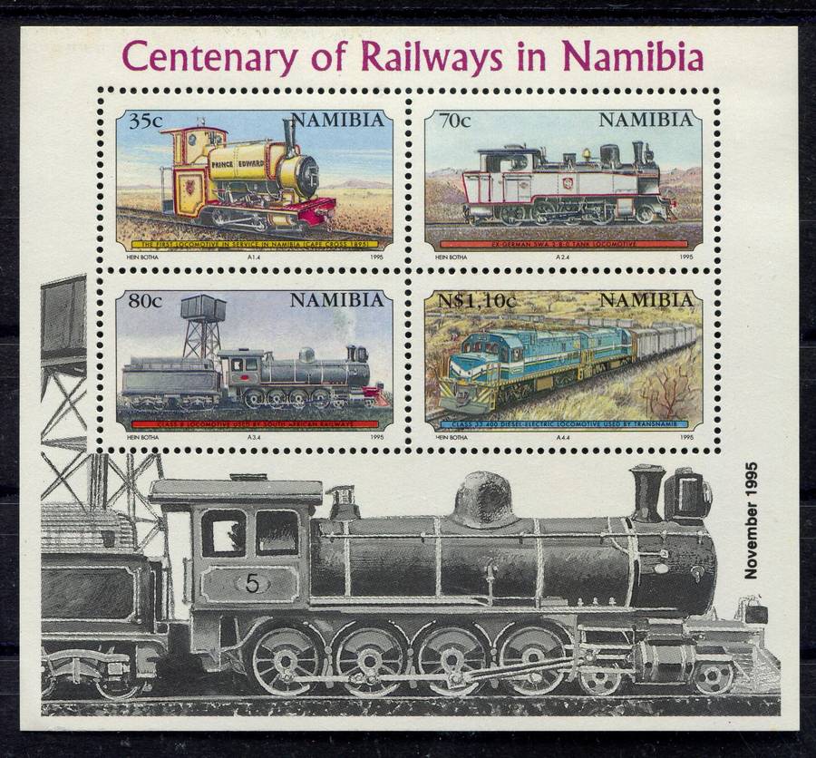 Namibia - Trains Miniature Sheet - Reprint - 1995 - MNH
