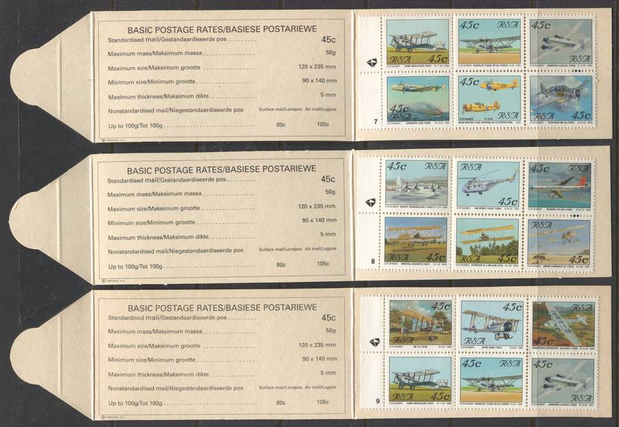 RSA - Set of 10 Booklets - Rates With Outer Frame - 1993 - MNH