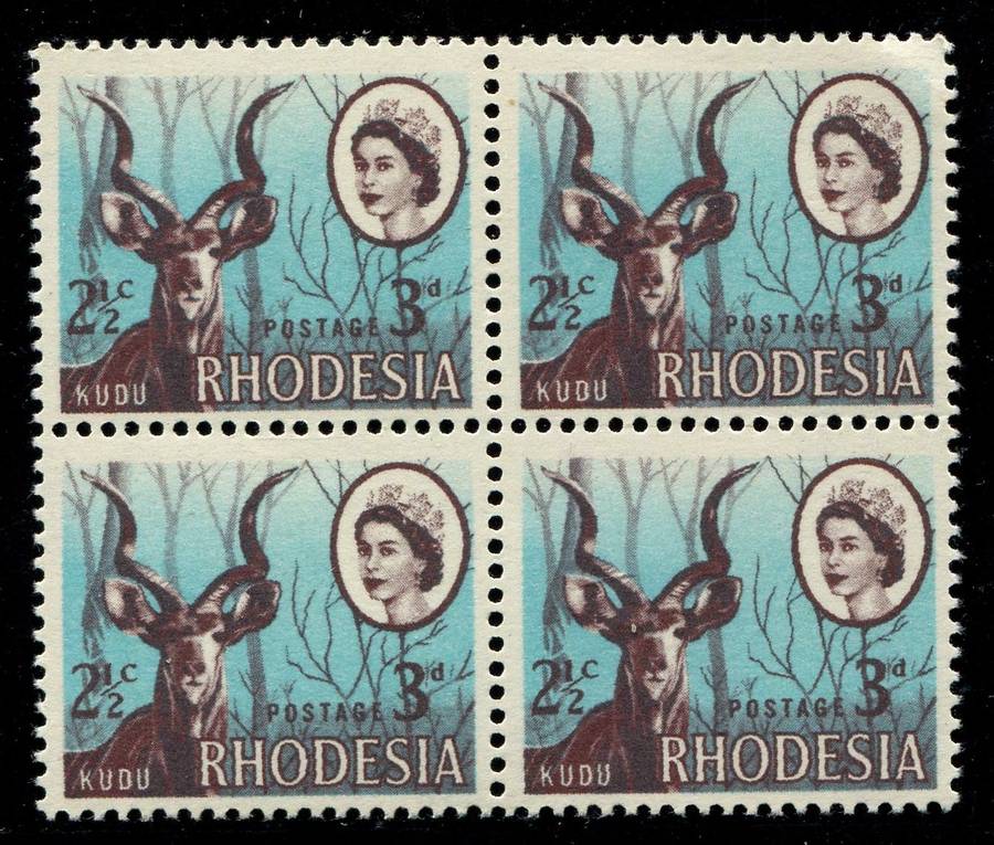 Rhodesia - Offset on Gummed Side - Block of 4 - 1967 - MNH