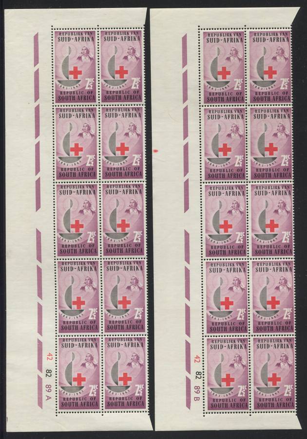 RSA - 4 Control  Blocks Of 10 - Watermark Reversed - 1963 - MNH