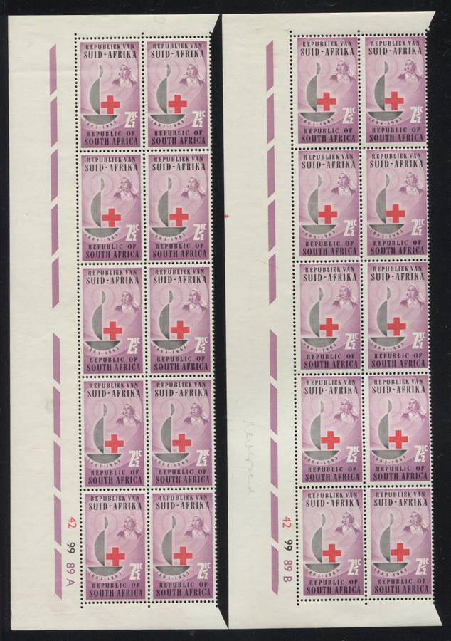 RSA - 4 Control  Blocks Of 10 - Watermark Reversed - 1963 - MNH