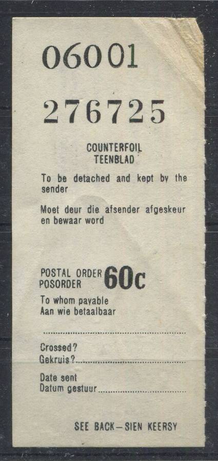 RSA - Postal Order Counterfoil
