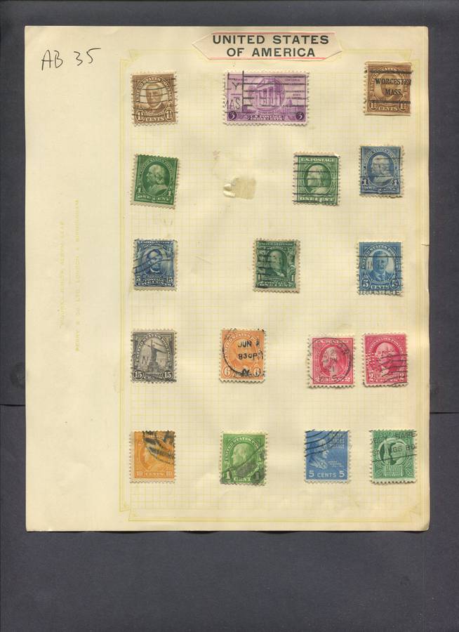 USA - 17 Stamps Mounted On Old Album Page