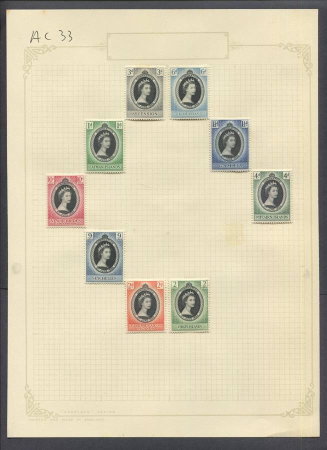 1953 Coronation - 9 Stamps Mounted On Old Album Page