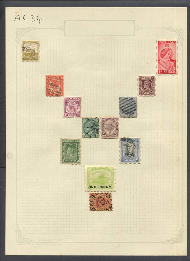Commonwealth Mix - 12 Stamps Mounted On Old Album Page