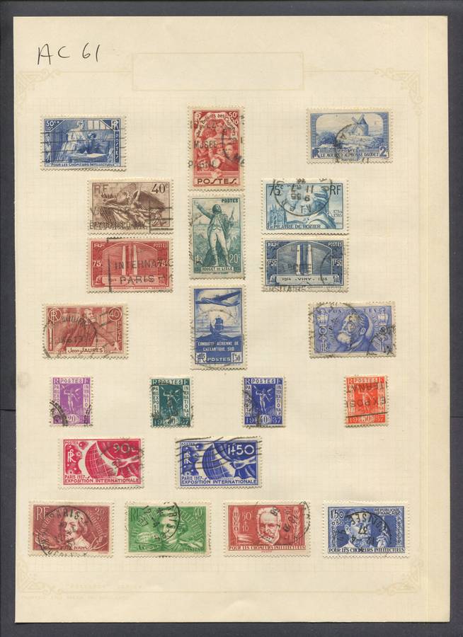 France - 21 Stamps Mounted On Old Album Page