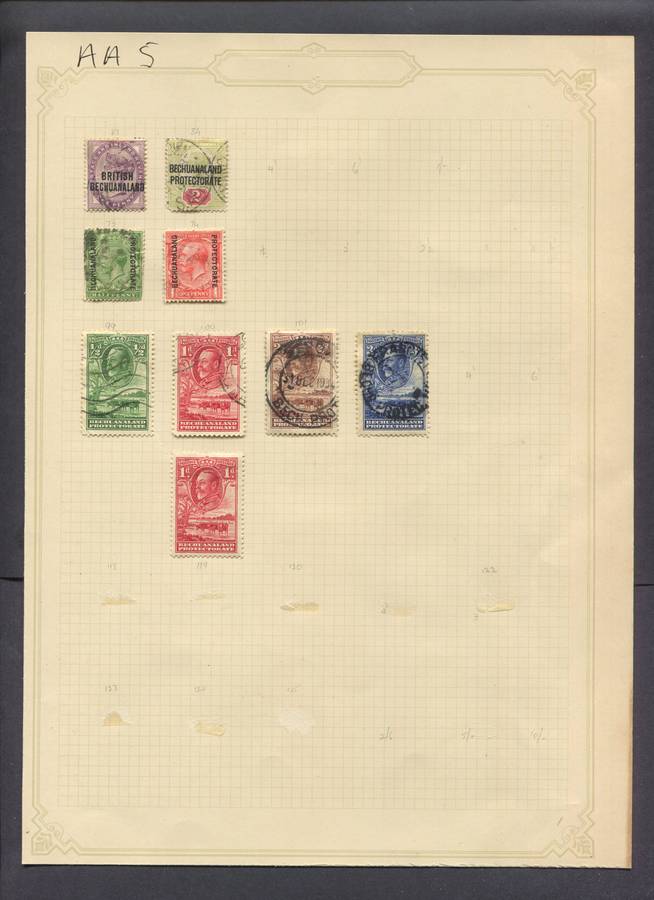 Bechuanaland - 9 Stamps Mounted(Hinged) on Old Album Page