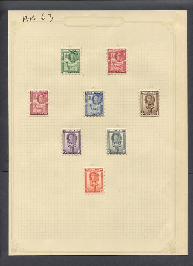 Somaliland - 8 Stamps Mounted(Hinged) on Old Album Page