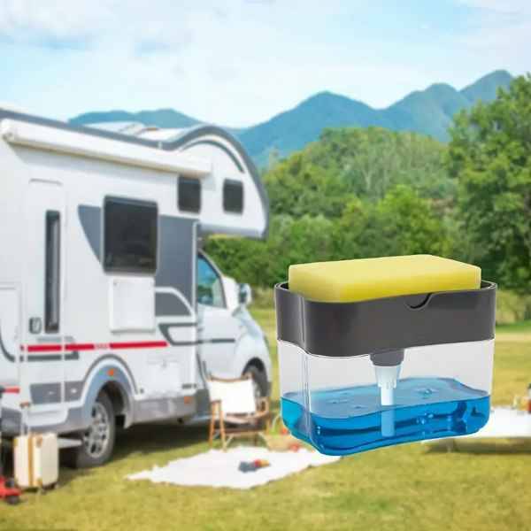 Brilliant & Convenient Countertop Kitchen Soap Dispenser with Sponge Holder & free Sponge