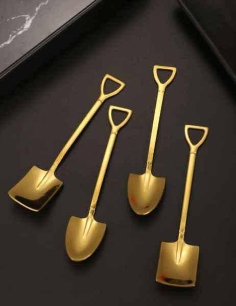 4Pcs Stunning Golden Stainless Steel Shovel Spoons