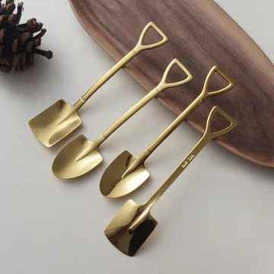 4Pcs Stunning Golden Stainless Steel Shovel Spoons