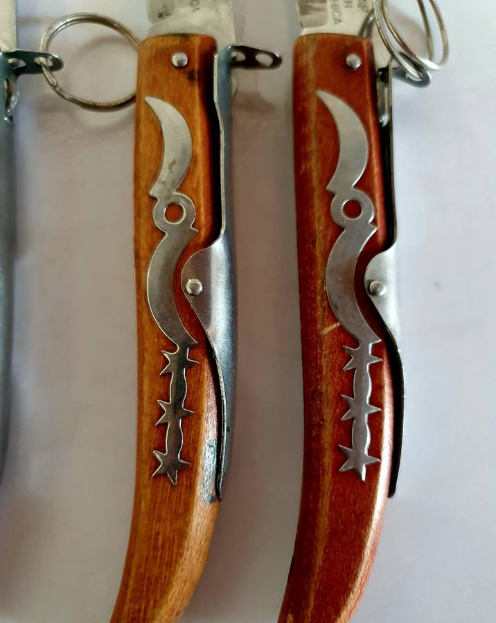 7 X VINTAGE OKAPI FOLDING KNIFES. 5 X 23CM, 1X 21CM, 1 X 18CM.