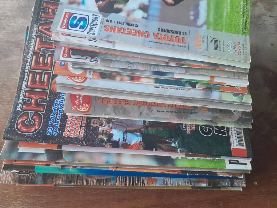 Collection of Cheetah Rugby Magazines x 6  and 24 x Game Programs, Curry Cup and Super 2013 - 2015