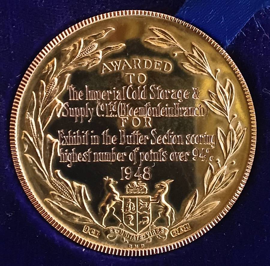 9 Carat GOLD MEDAL WITWATERSRAND AGRICULTURAL SOCIETY 1948,  28 Grams