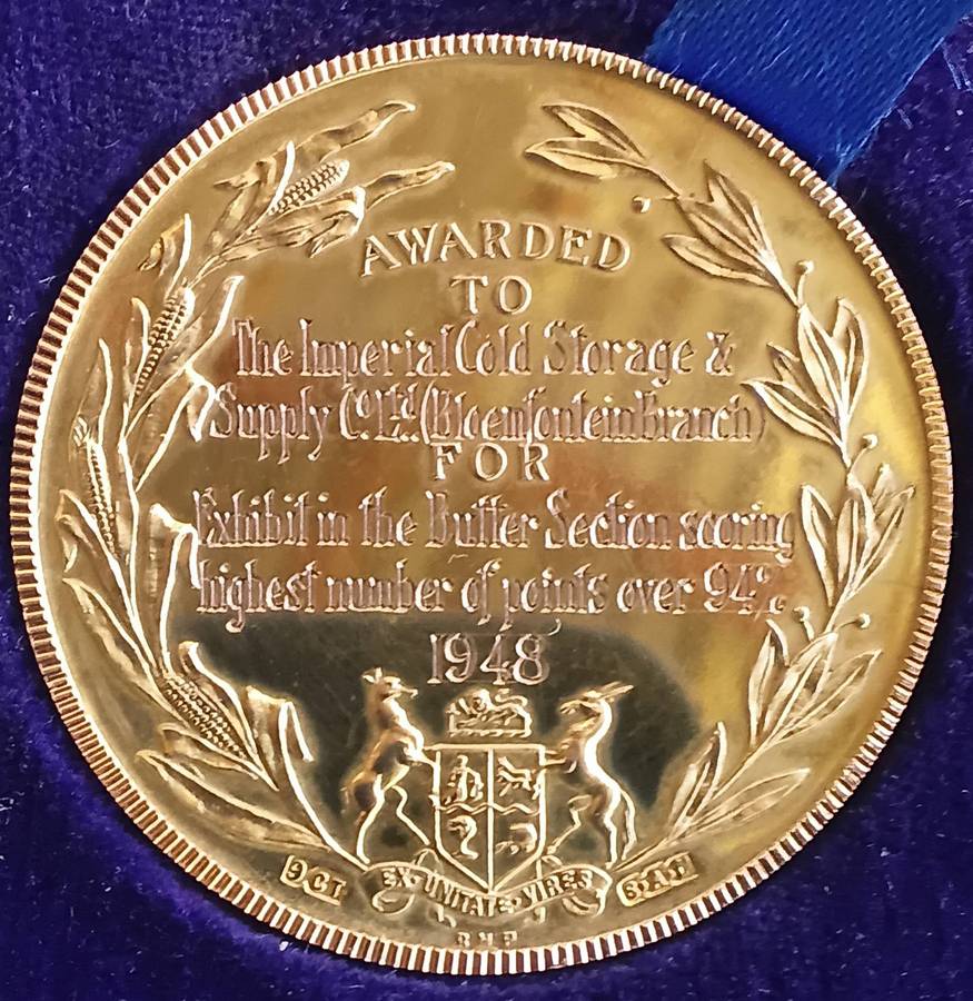 9 Carat GOLD MEDAL WITWATERSRAND AGRICULTURAL SOCIETY 1948,  28 Grams