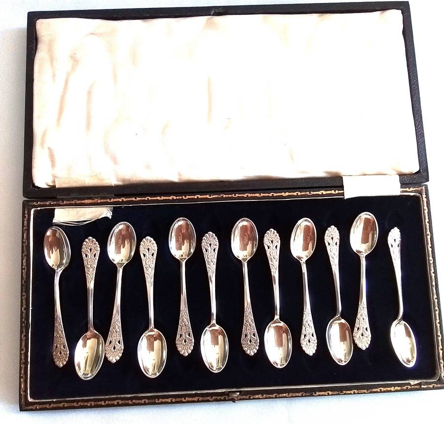 12 pc  Norwegian -  830  Silver  -  Spoon  Set