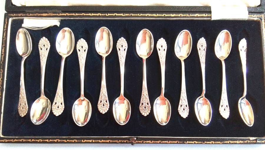 12 pc  Norwegian -  830  Silver  -  Spoon  Set