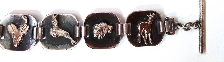 Silver Fob Bracelet with SA animals