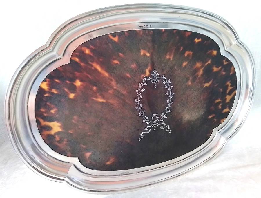 Birmingham  1919  -  Silver  and  Tortoise  Shell  Oval  Tray