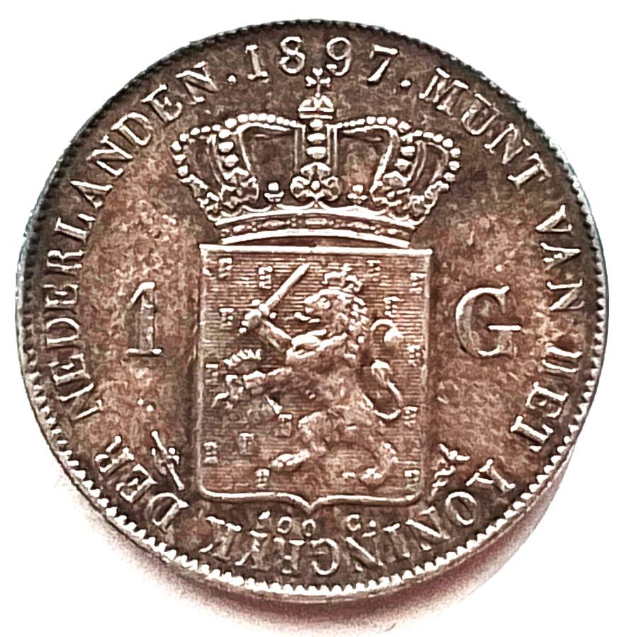 1897  -  Netherlands  -  1  Gulden  Wilhelmina  -  Silver Coin
