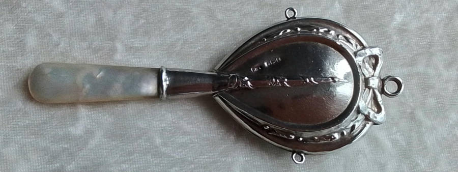 Birmingham 1924 Silver / Mother of Pearl Baby Rattle