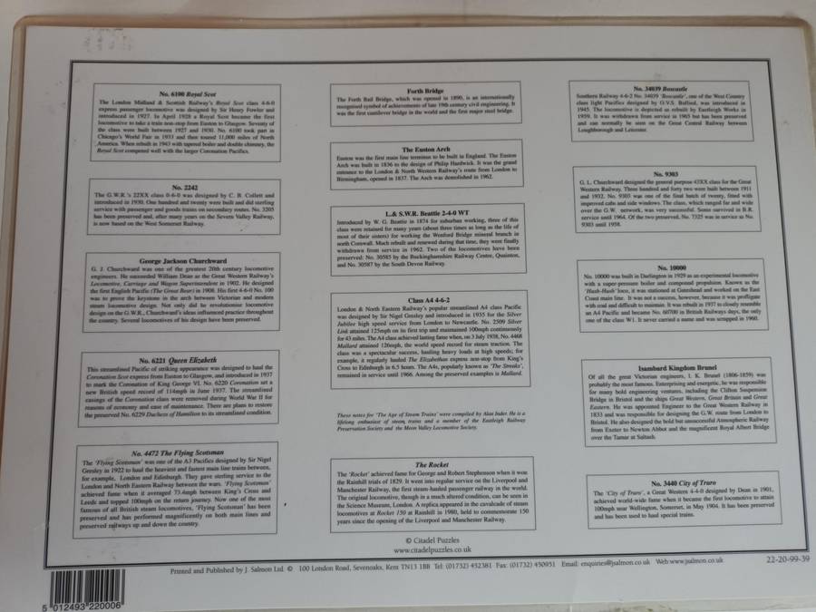Laminated 'The Age of Steam Trains' Print