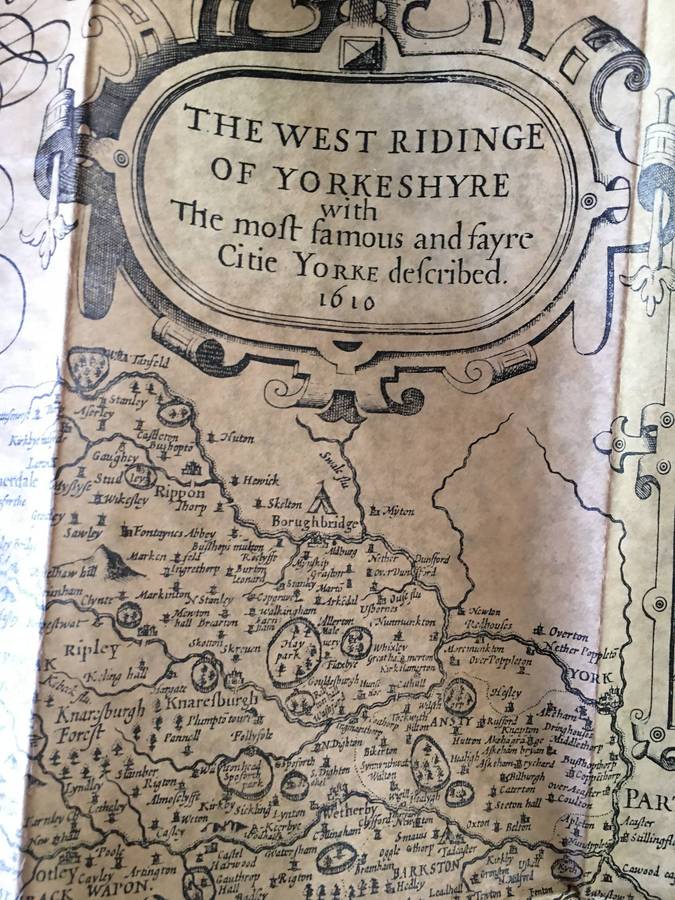 LOVELY OLD MAP OF YORKSHIRE WEST RIDING 1610 REPLICA