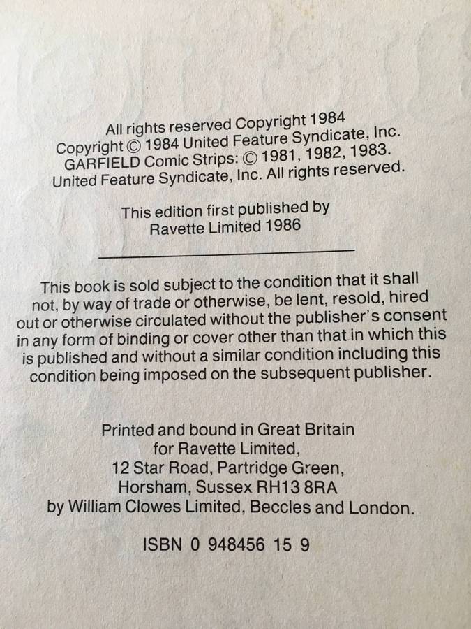 VINTAGE GARFIELD PAPERBACK - 1984