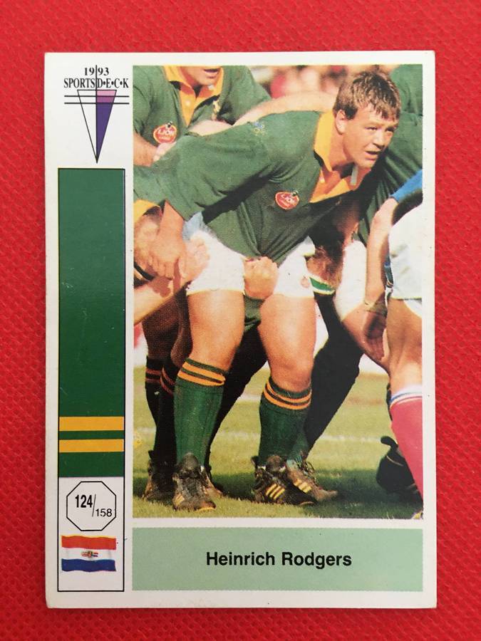 VINTAGE RUGBY TRADING CARD - 1993 SPORTS DECK - SOUTH AFRICA VS FRANCE -  HEINRICH RODGERS