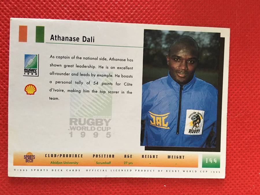VINTAGE RUGBY TRADING CARD -  SHELL - 1995 - ATHANASE DALI